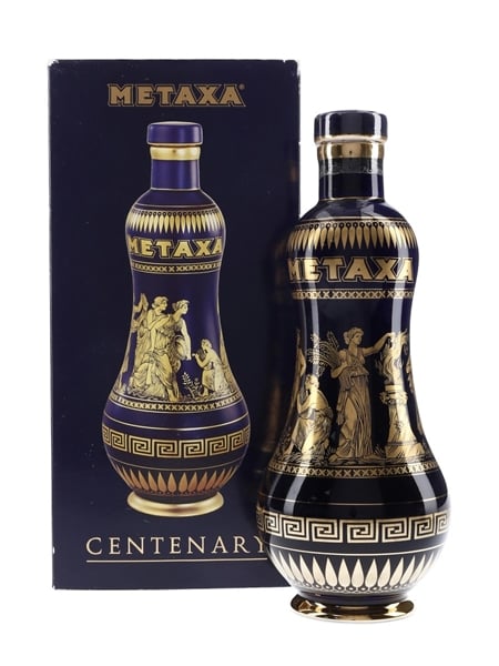 Metaxa Centenary Bottled 1980s - 18 Carat Gold Porcelain Decanter 70cl / 40%