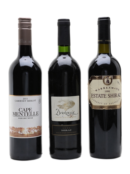 Assorted Red Wines Including Cape Mentelle Drakensig Shiraz & Warrenmang Estate Shiraz 3 x 75cl