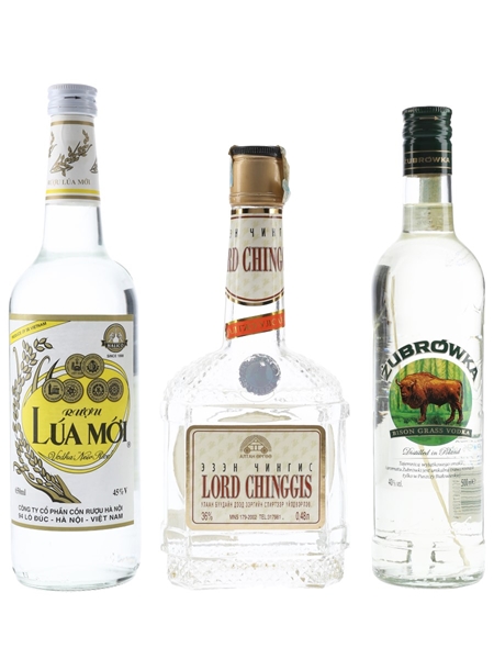 Assorted Vodkas Zubrowka, Lua Moi & Lord Chinggis 3 x 48cl-65cl