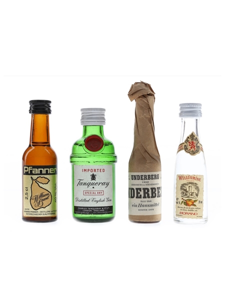 Assorted Spirits Of The World Morand, Pfanner, Tanqueray & Underberg 4 x 2cl-5cl