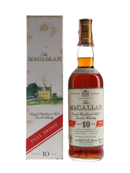 Macallan 10 Year Old Full Proof Bottled 1980s - Giovinetti 75cl / 57%