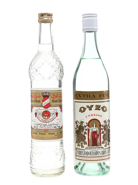 Arak Touma King of Arak & Christodoulopes Bros Ouzo Bottled 1990s 1 x 54cl & 1 x 70cl