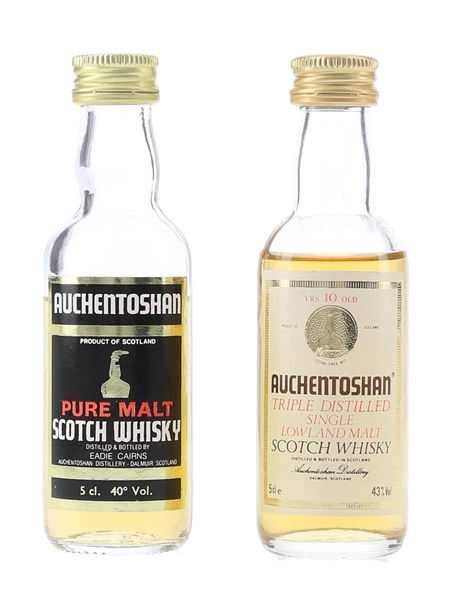 Auchentoshan Pure Malt & 10 Year Old Bottled 1980s 2 x 5cl