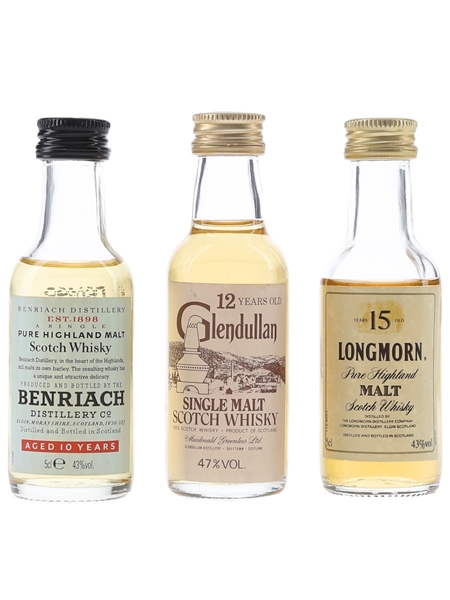 Benriach 10 Year Old, Glendullan 12 Year Old & Longmorn 15 Year Old  3 x 5cl