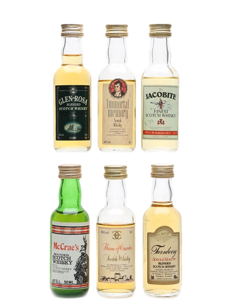 Assorted Blended Scotch Whisky Glen Rosa, Immortal Memory, Jacobite, McCrae's, Thanke of Cawdor & Turnberry 6 x 5cl / 40%