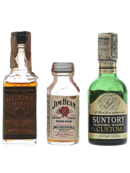 Jim Beam, Beam's Choice & Suntory Bottled 1960s 3 x 2.9cl-5cl