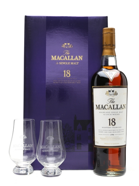 Macallan 18 Years Old Glasses Set 1990 and earlier 70cl