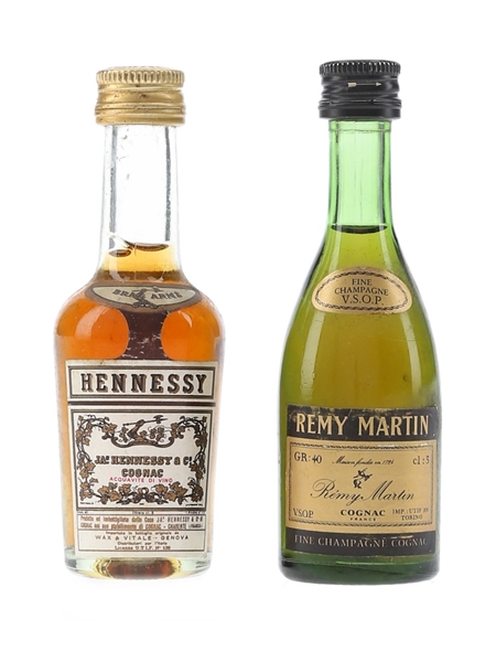 Hennessy Bras Arme & Remy Martin VSOP Bottled 1960s-1970s 2 x 3cl / 40%