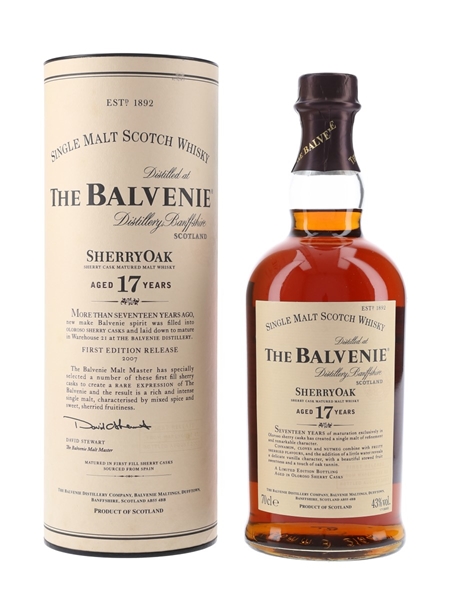 Balvenie 17 Year Old Sherry Oak Bottled 2007 - First Release 70cl / 43%