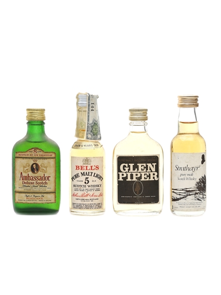 Assorted Malts & Blends Bottled 1970s - Ambassador, Bell's, Glen Piper, Strathayr 4 x 3.9cl-4cl