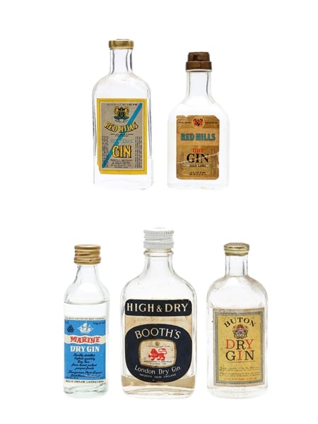 Assorted Dry Gins 5 x Miniature 