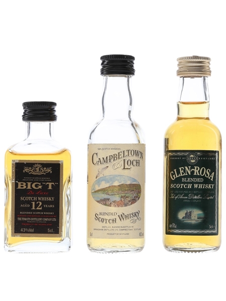 Assorted Blended Scotch Whisky Big 'T', Campbeltown Loch, Glen Rosa 3 x 5cl