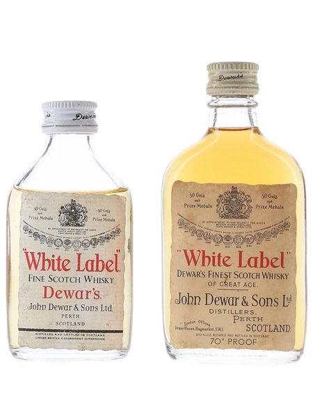 Dewar's White Label Bottled 1960s & 1970s 2 x 5cl