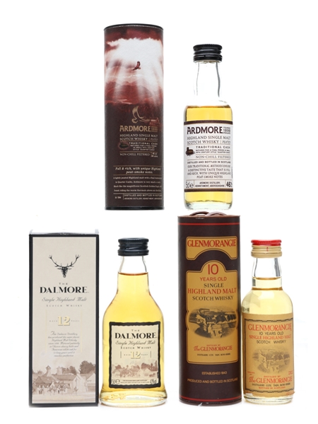 Assorted Single Malt Scotch Whisky Ardmore, Dalmore & Glenmorangie 3 x 5cl