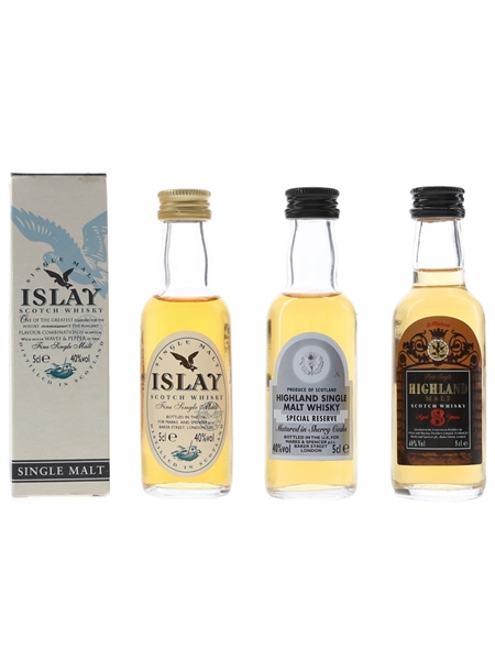 Assorted Single Malt Scotch Whisky Highland & Islay 3 x 5cl