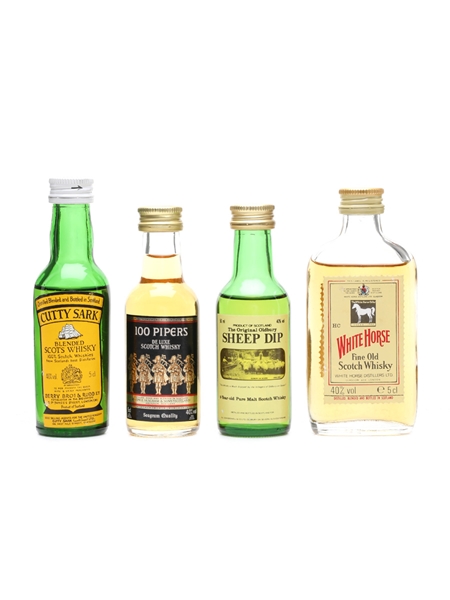 Assorted Malts & Blends Cutty Sark, Sheep Dip, White Horse, 100 Pipers 4 x 5cl / 40%