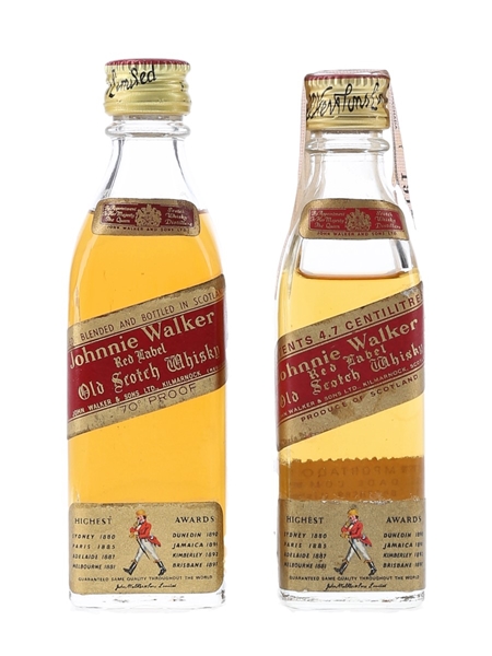 Johnnie Walker Red Label Bottled 1960s-1970s 4.7cl & 5cl