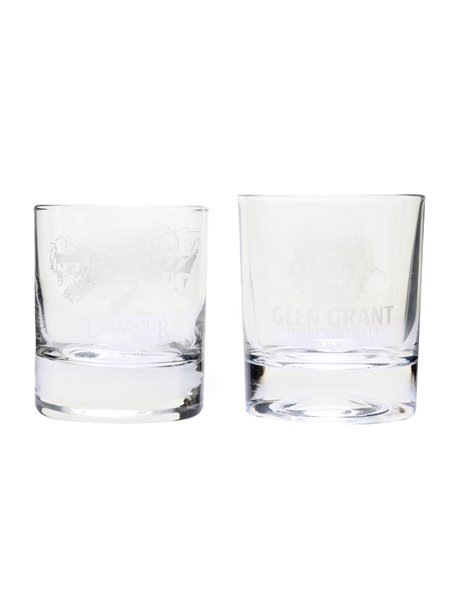 Branded Whisky Glasses Glen Grant & Edradour 