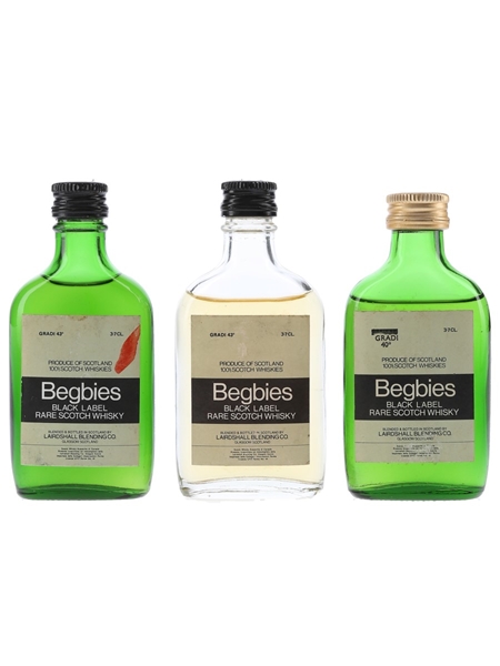 Begbies Black Label Bottled 1970s 3 x 3.7cl