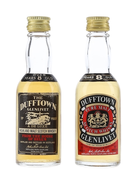 Dufftown Glenlivet 8 Year Old Bottled 1970s 2 x 5cl / 40%