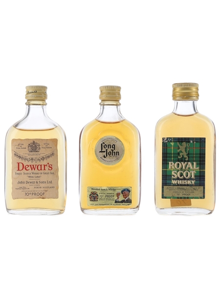 Assorted Blended Scotch Whisky Bottled 1960s - Dewar's, Long John, Royal Scot 3 x 5cl / 40%