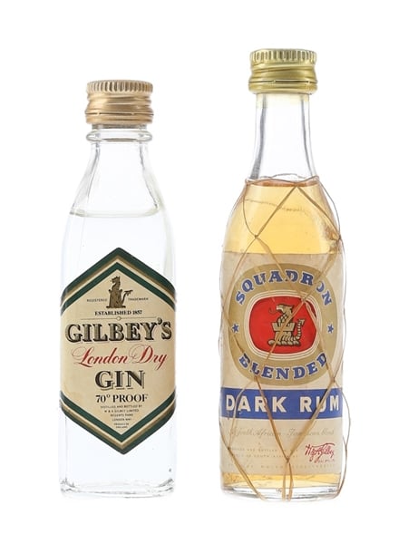 Gilbey's Gin & Rum Bottled 1970s 2 x 5cl