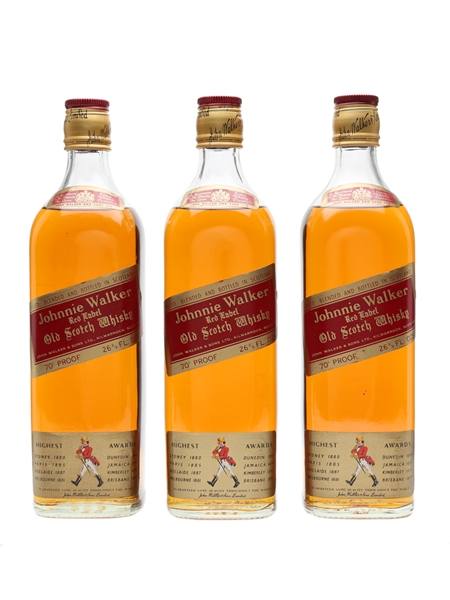 Johnnie Walker Red Label Bottled 1970s 3 x 75cl