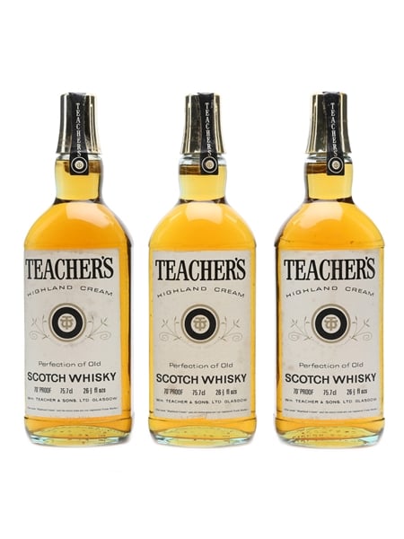 Teacher's Highland Cream Bottled 1970s 3 x 75cl