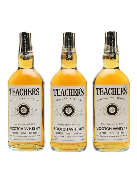 Teacher's Highland Cream Bottled 1970s 3 x 75cl