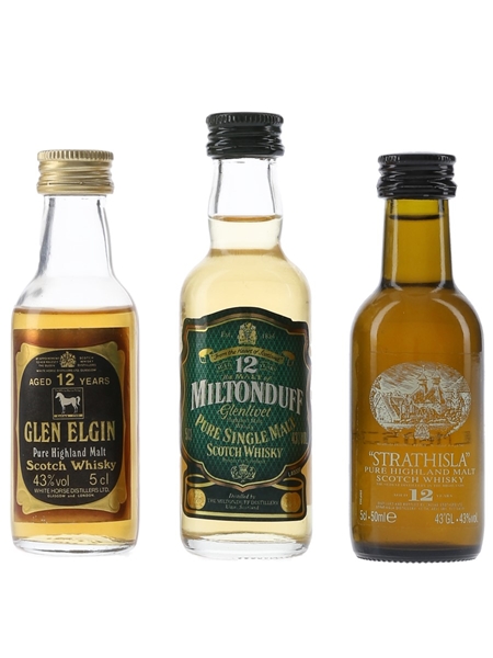 Glen Elgin, Miltonduff Glenlivet & Strathisla 12 Year Old  3 x 5cl / 43%