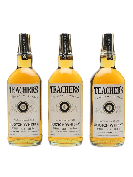 Teacher's Highland Cream Bottled 1970s 3 x 75cl