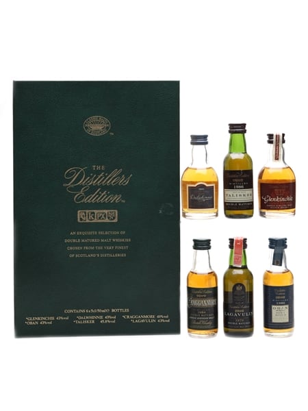 Classic Malts Distillers Edition Set Dalwhinnie 1980, Talisker 1986, Glenkinchie 1986, Cragganmore 1984, Lagavulin 1979, Oban 1980 6 x 5cl