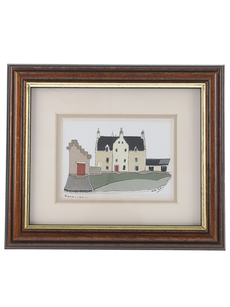 Macallan Easter Elchies House Scottish Malt Whisky Distilleries Print By Alastair Buchanan 17cm x 14.5cm