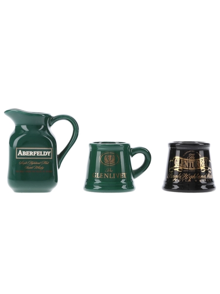 Aberfeldy, Glenlivet & Glenturret Ceramic Water Jugs  3 x 4cm-7cm