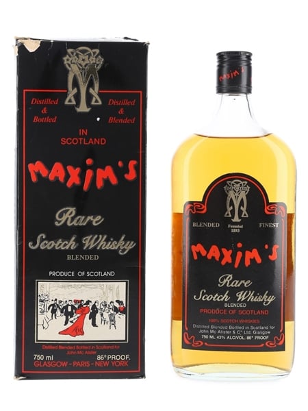 Maxim's Rare Scotch Whisky Bottled 1980s - John Mc Alister & Co. Ltd. 75cl / 43%