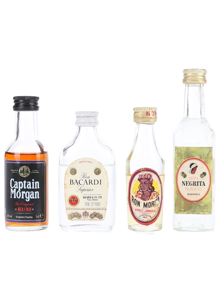 Assorted Rum Bacardi, Bardinet, Captain Morgan, Ron Morita 4 x 3cl-6cl