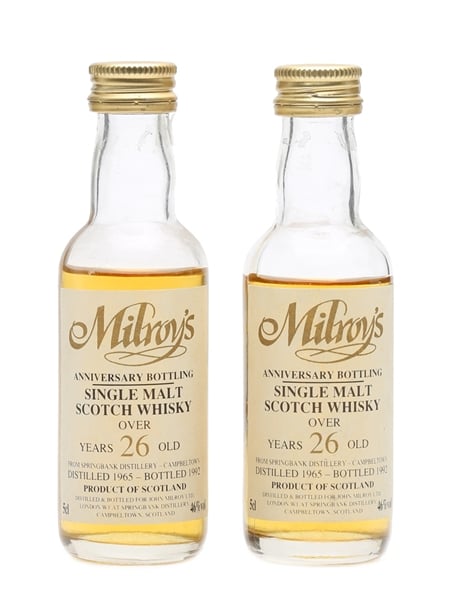 Springbank 1965 - 1992 26 Years Old Milroy's Anniversary 2 x 5cl