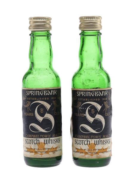 Springbank 5 & 8 Year Old Bottled 1970s - Consorzio Vinicolo 2 x 3.7cl / 43%