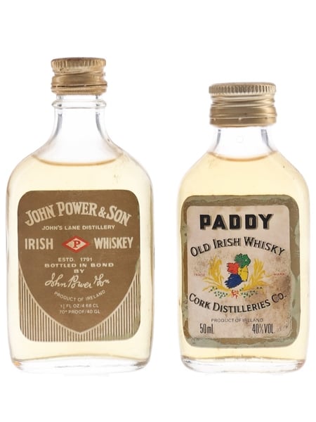 John Power & Paddy Bottled 1960s-1980s 2 x 4.68cl & 5cl / 40%