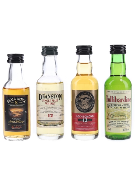 Assorted Single Malts Blair Athol, Deanston, Loch Lomond & Tullibardine 4 x 5cl