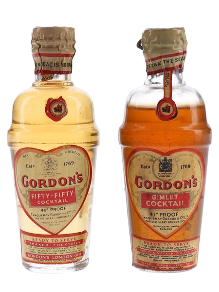 Gordon's Cocktail Shaker Spring Cap Bottled 1940s-1950s 2 x 5cl