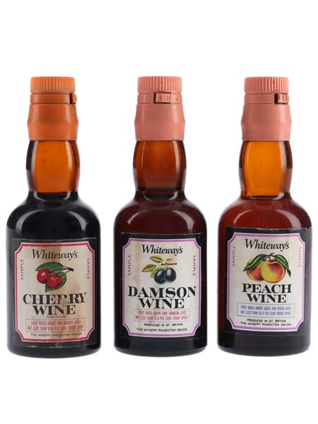 Whiteway's Cherry, Damson & Peach Wine Bottled 1960s-1970s 3 x 5cl