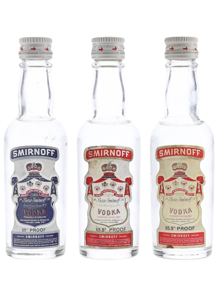 Smirnoff Blue & Red Label Bottled 1970s 3 x 5cl