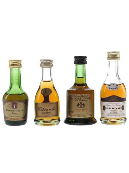 Assorted Cognac Baron Otard, Bisquit, Prince Hubert De Polignac & Salignac 4 x 3cl-5cl / 40%