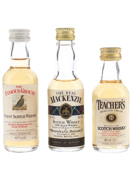 Famous Grouse, Real Mackenzie & Teacher's Bottled 1970s-1980s 3 x 5cl / 40%