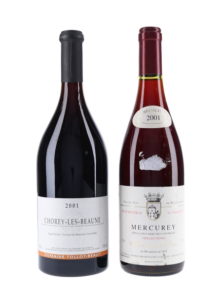 Chorey Les Beaune 2001 & Mercurey 2001 Domaine Tollot Beaut & Marquis De Goux 2 x 75cl / 13%