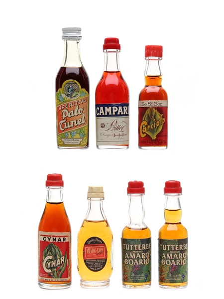 Assorted Italian & Spanish Liqueurs Campari, Cynar, Landy Freres, Tutterbe 7 x 2.5cl-5cl