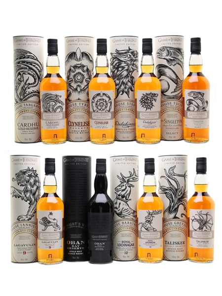 Game Of Thrones Whiskies Set Talisker, Cardhu, Clynelish, Royal Lachnagar, Singleton Glendullan, Dalwhinnie, Lagavulin & Oban 8 x 70cl