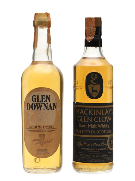 Glen Downan & Mackinlay's Glen Clova Malt Whisky Bottled 1970s 2 x 75cl