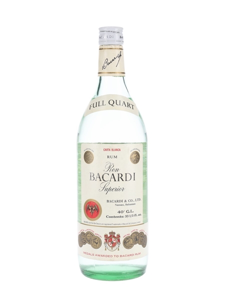 Bacardi Carta Blanca Bottled 1970s - Nassau, Bahamas 94.7cl / 40%